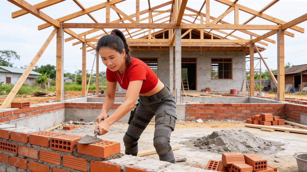 Timelapse - Woman Builds Concrete Foundation and Columns | Is $20 a Day Worth It?