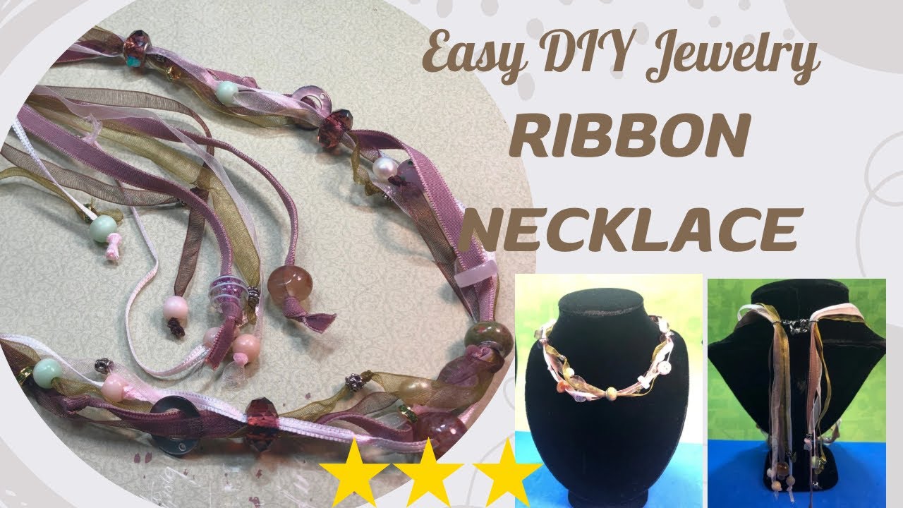 Easy DIY Jewelry: Ribbon Layered Necklace / Necklace for Spring / Adjustable Necklace 