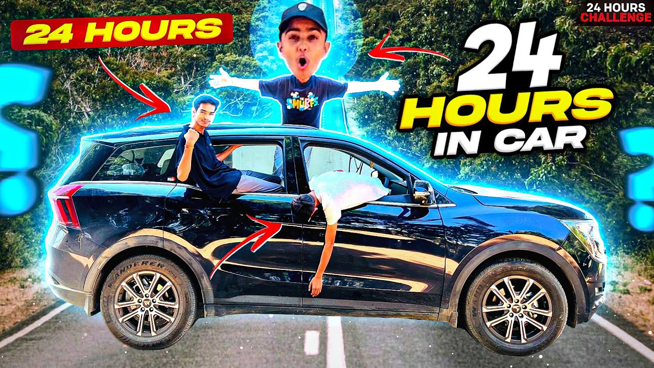 Living 24 Hours Straight In Car Challenge || गाड़ी को घर बना लिया - Aditech