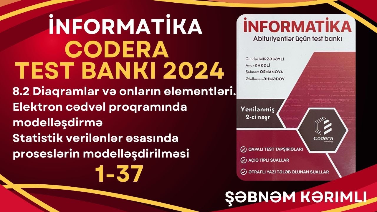 Codera 2024-8.2Diaqramlar və onların elementləri.Elektron cədvəl proqramında modelləşdirmə-Test 1-37