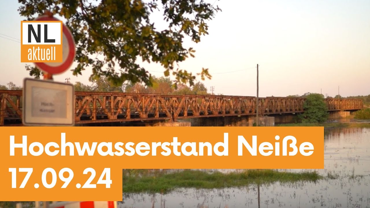 Nei&szlig;e bei Forst | Hochwasserstand am Abend 17.09.24 wenige Stunden vor Scheitel