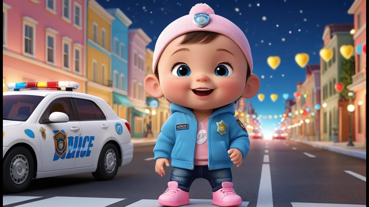 Police Car Lights Show | Fun Vehicles & Educational Nursery Rhyme for Kids