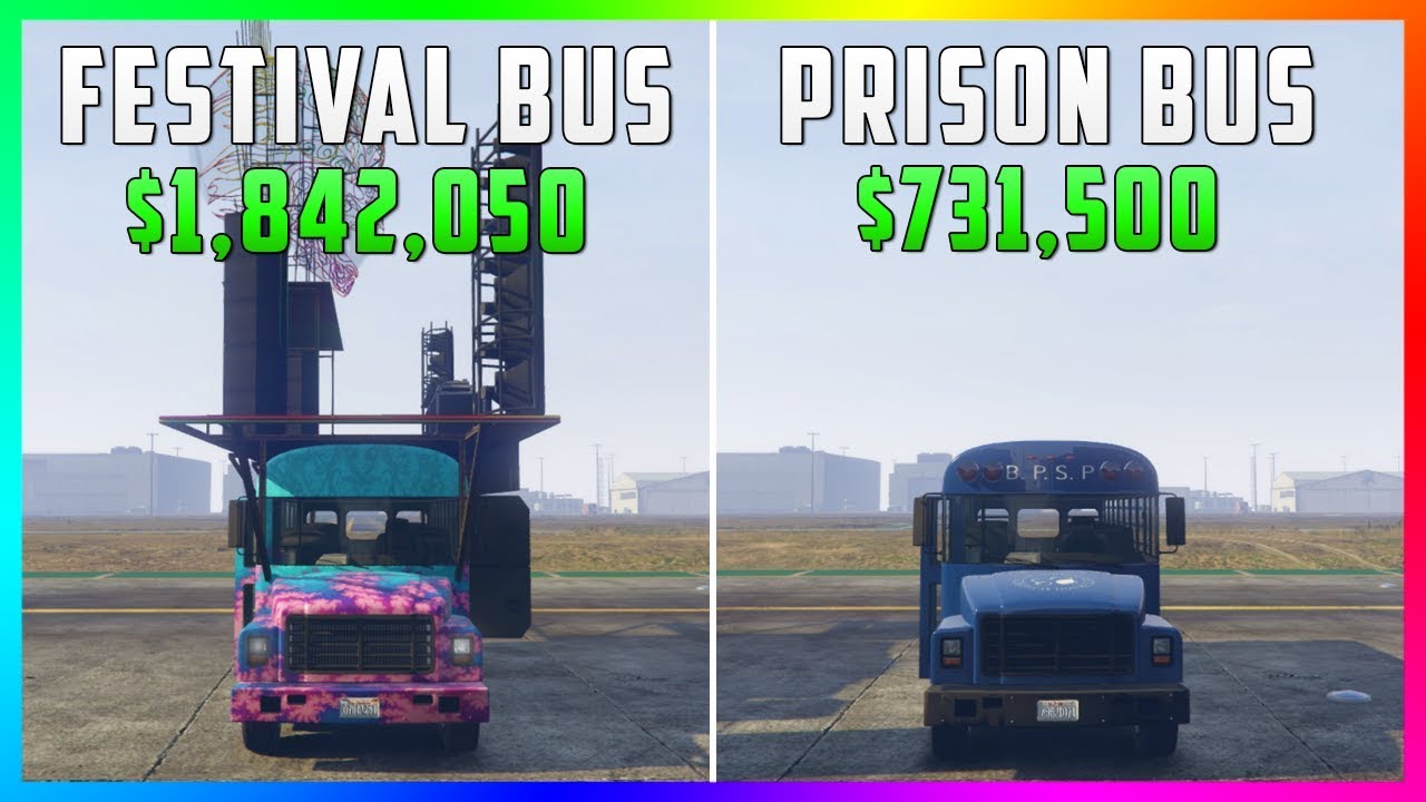 GTA 5 Online &mdash; Фестивальный автобус против тюремного автобуса ($1 842 050 против $731 500)