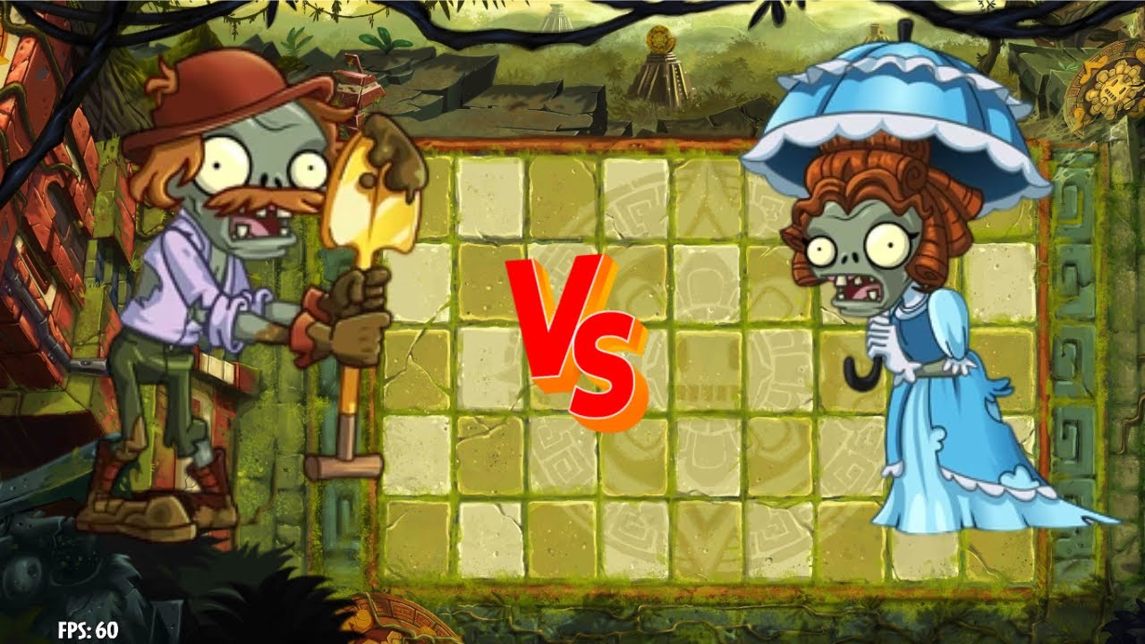 Excavator Zombie vs Parasol Zombie