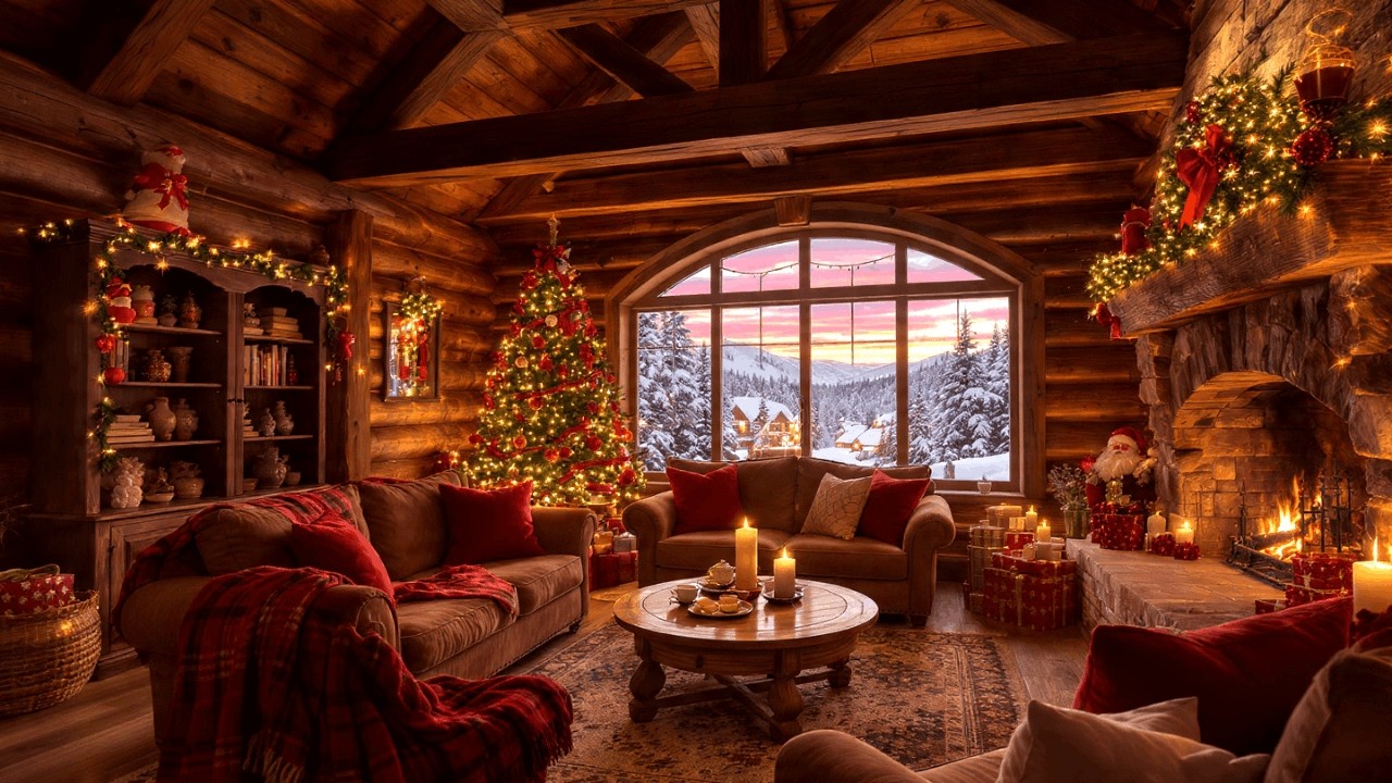 Relaxing Fireplace Jazz Cafe ☕ Calm Smooth Music for Work and Study