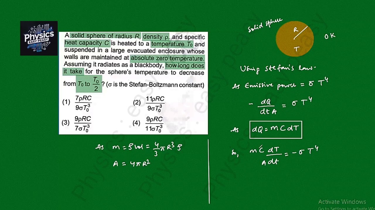 Calculate the time to change the temperature of a black body | #NEET #JEE #AIATS