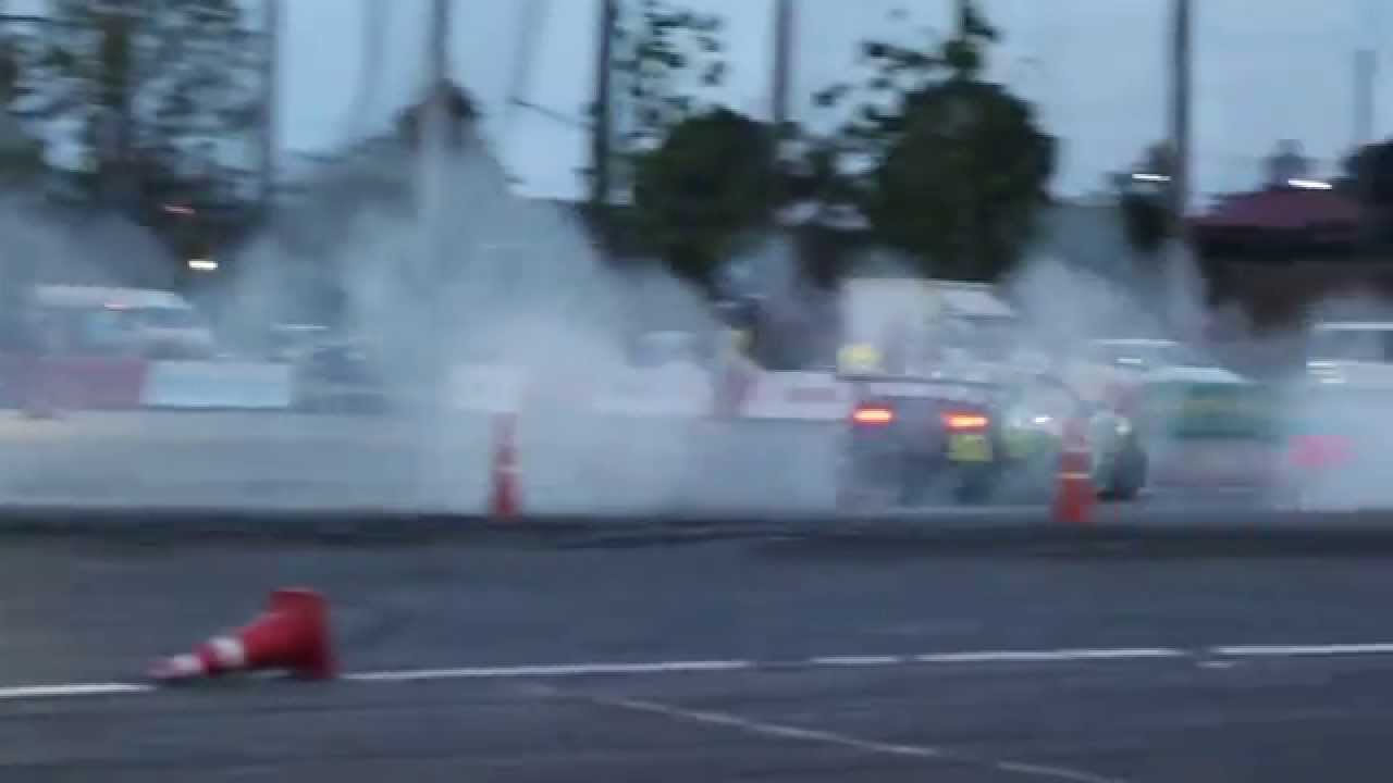 Car Catches Fire at M-Storm Drift Racing competition at Indoor Athletics Stadium Pattaya