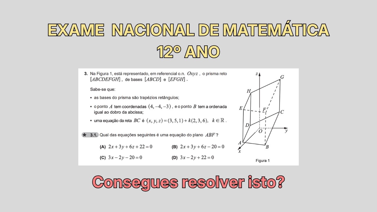 Equação de um plano - Exame Nacional de Matemática A