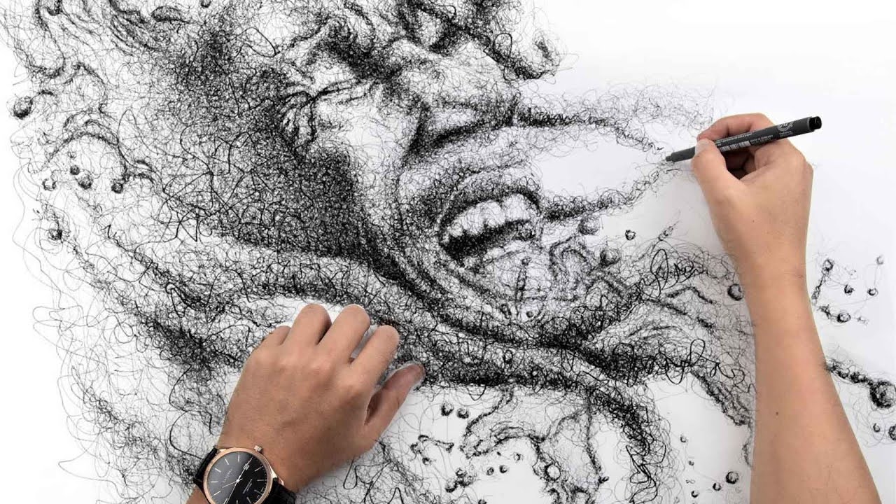 Bob Marley scribble art 