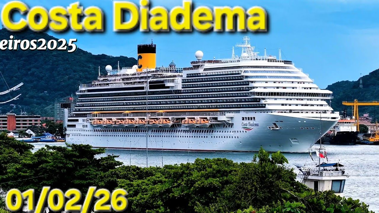 DCOSTA DIADEMA  01/02/26 navio cruzeiro Argentina Uruguai @cruzeiros2025   drone #ship saindo