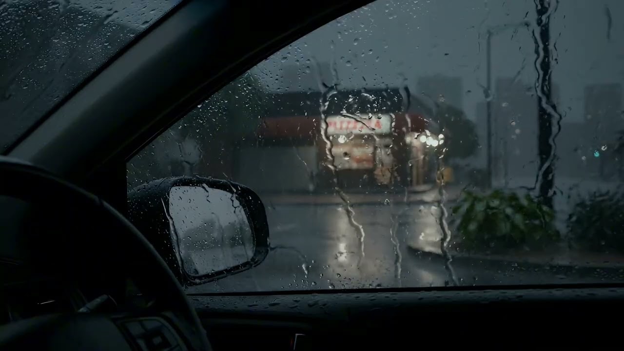 Peaceful Moments with Heavy Rain Pouring in a Car - Deep Sleep and Anxiety Relief Mix