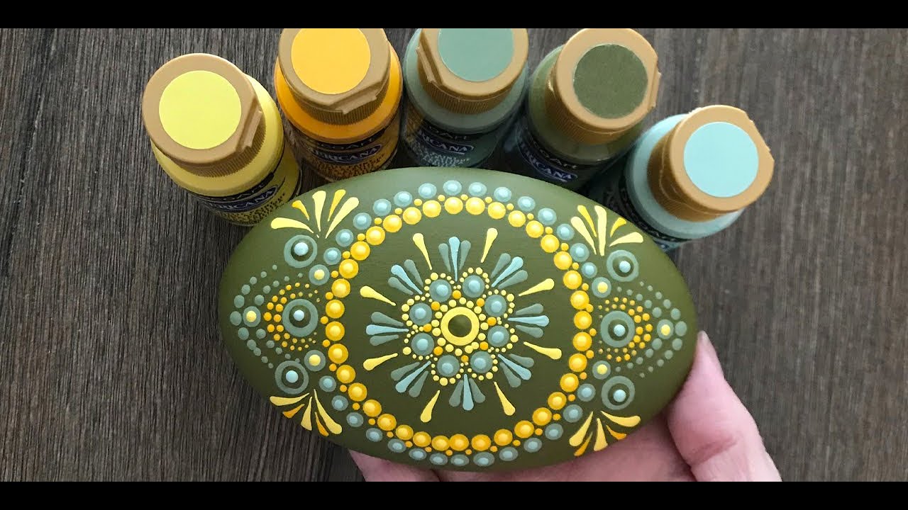 How to paint a Dot Mandala on a Oval Art Stone created from a Happy Dotting Company Mold. - 300