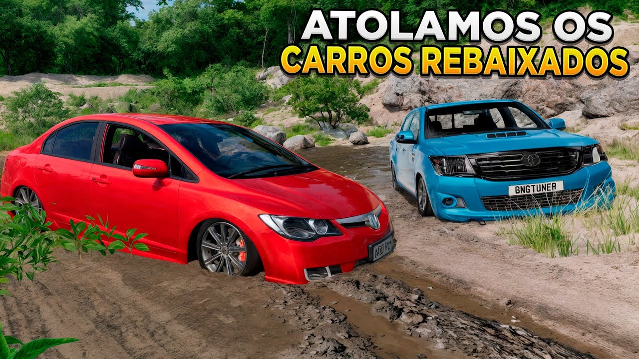 ROLE DE CARRO REBAIXADO E FICAMOS PRESOS NA LAMA! - BeamNG.drive