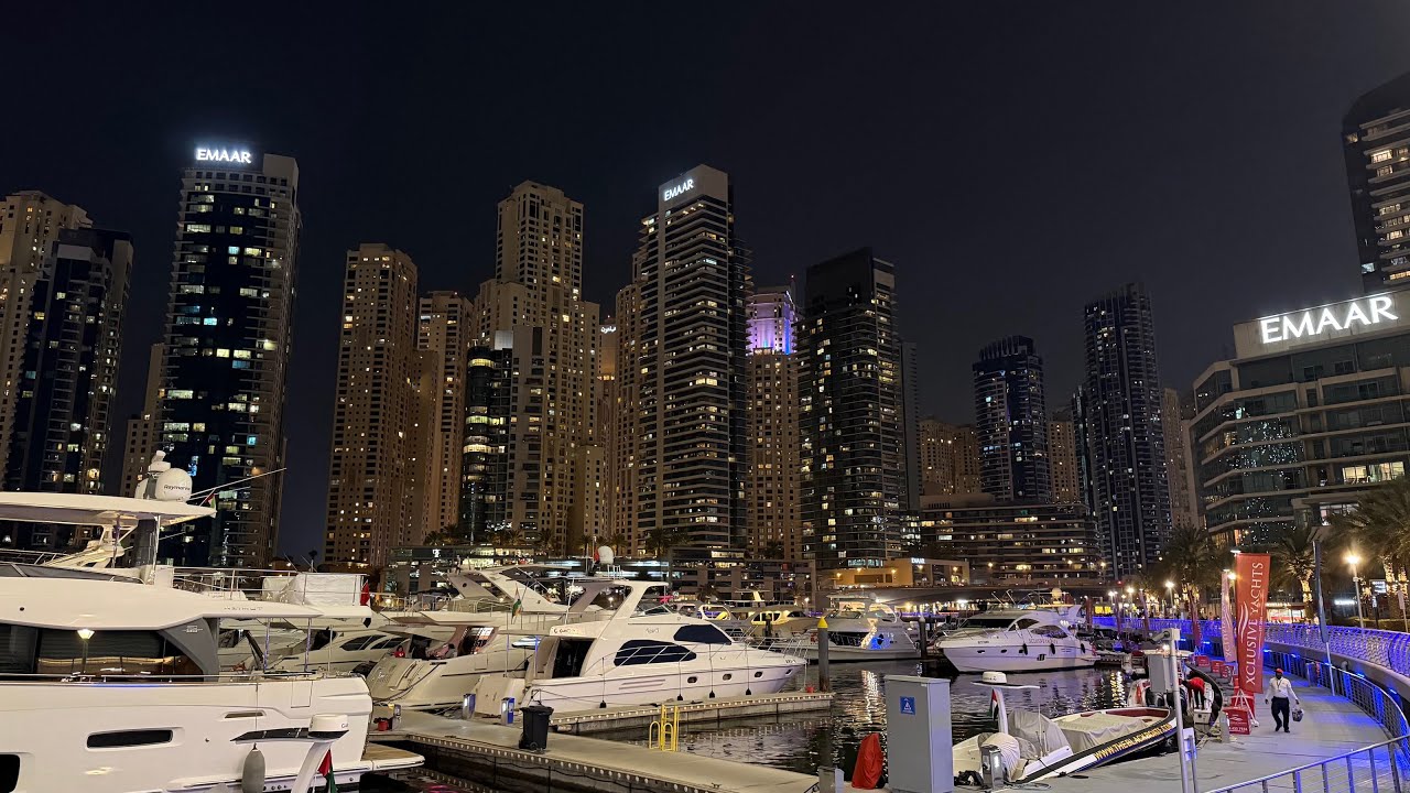 Dubai Marina Night Walk | Luxury Skyline & Yachts 🌃 | 28 January 2026