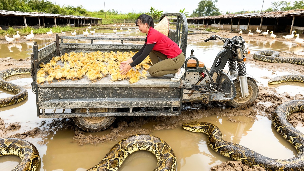 Buy 300 Newly Hatched Ducklings Go To Market Sell For Villager To Raise - Meet Giant Pythons