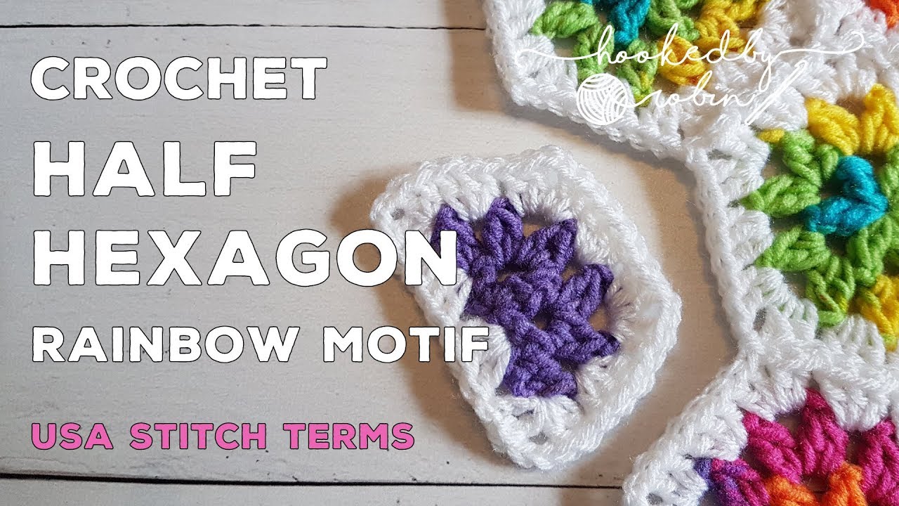 Crochet Half Hexagon Tutorial | rainbow half hexi motif | straight edge on a hexagon blanket