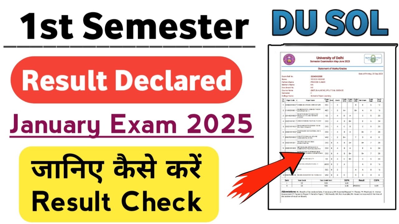 1st Semester Result Declared | DU SOL  January Examination | How To Check Result | Step By Step