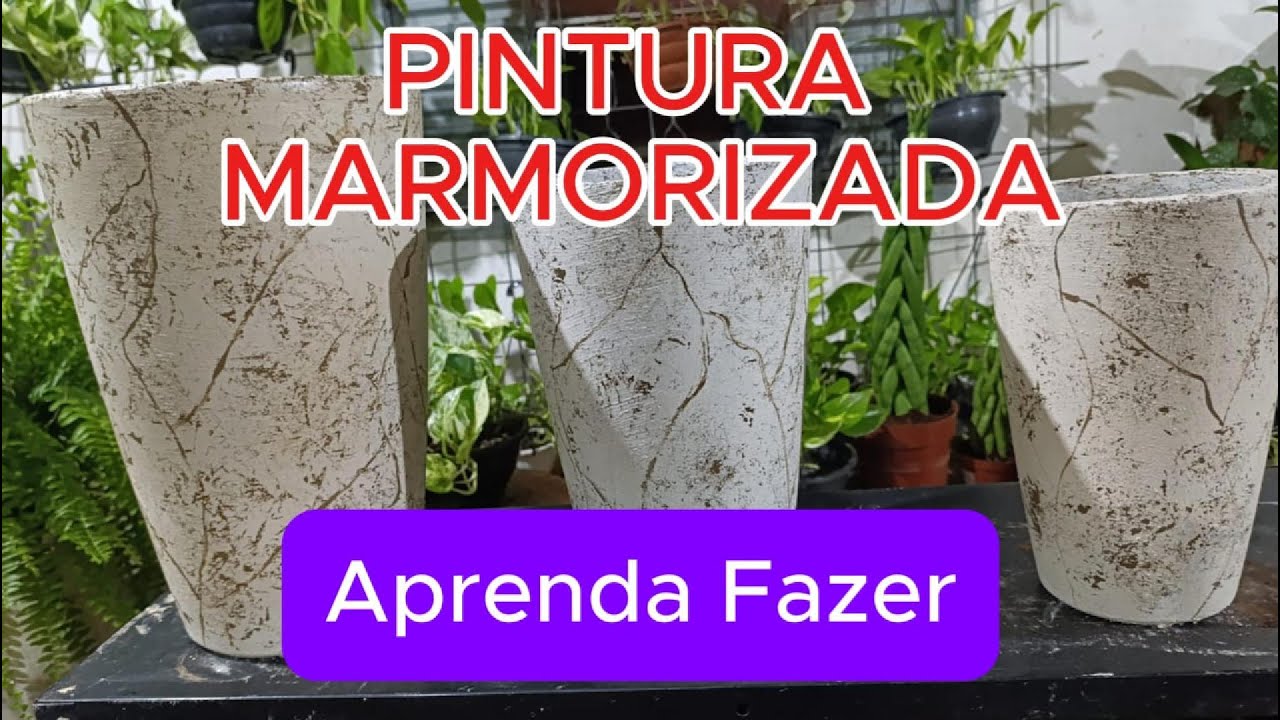 👉 Efeito Marmorizado no Vaso Cone | Truques de Pintura