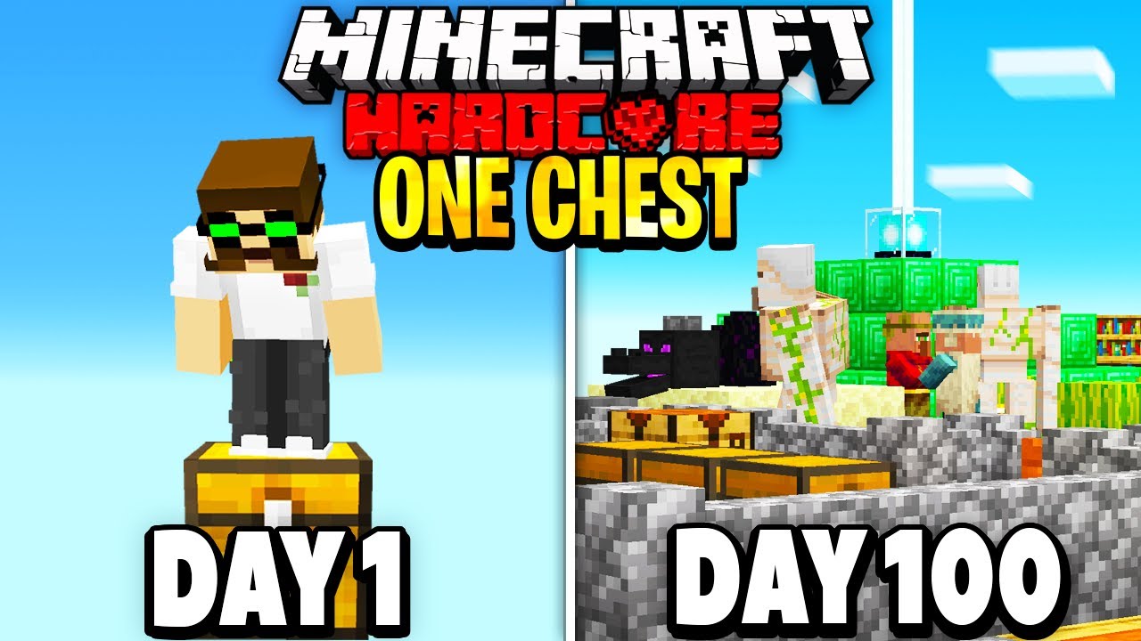 I Survived 100 Days in One Block One Chest Minecraft Hardcore