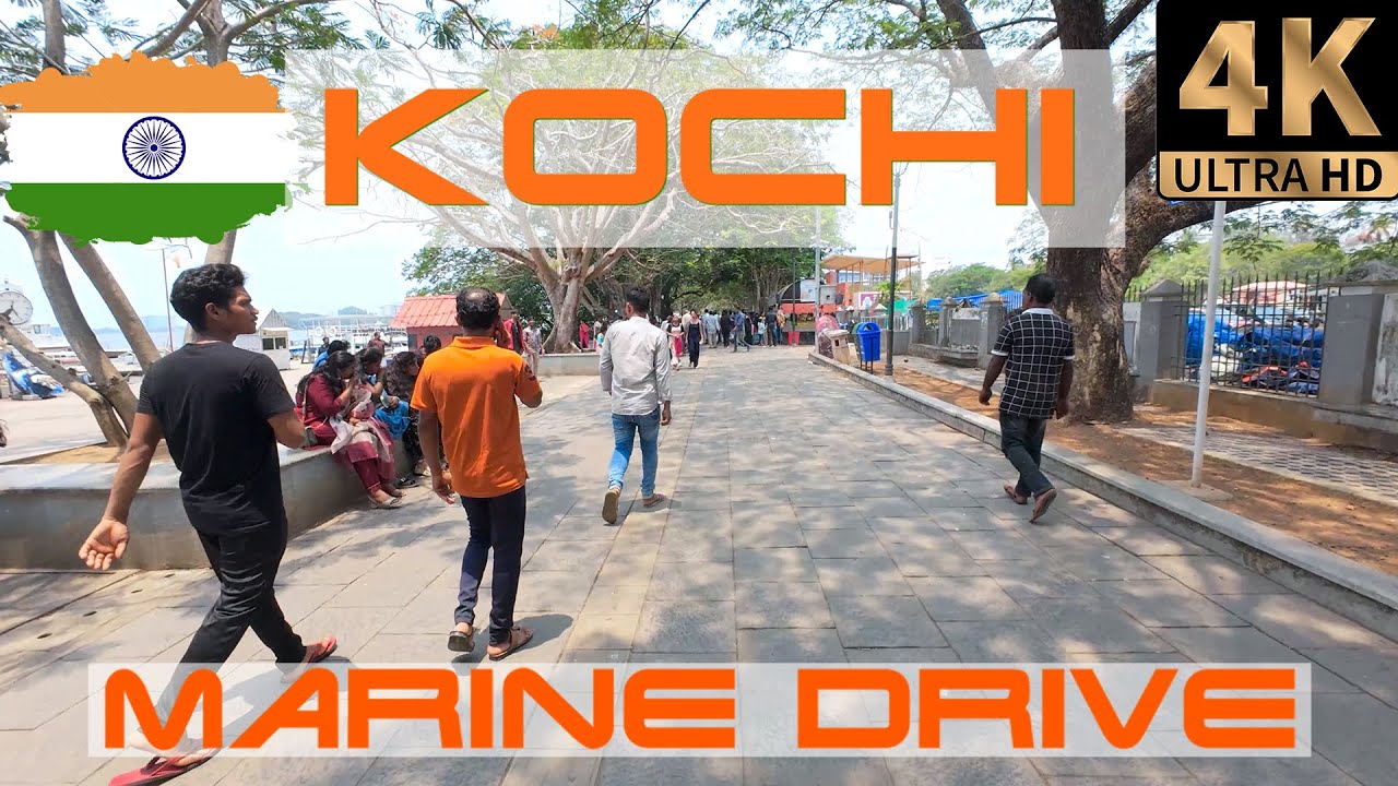 Discover Kochi 🇮🇳: 4K Walking Tour of the Iconic Marine Drive | India, Relaxation walk | Scenic View