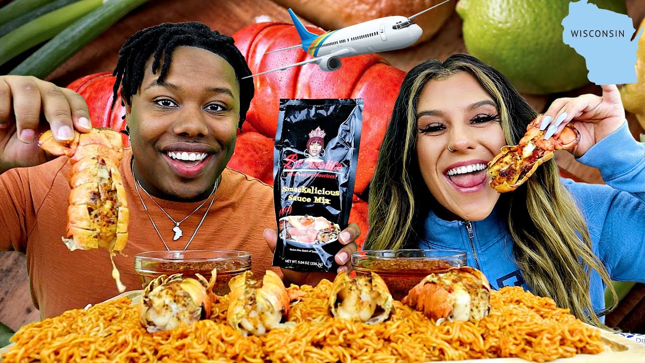 Lobster Tails With 2x Spicy Noodles🦞🍜 Nicole Bought Me A Plane Ticket✈️