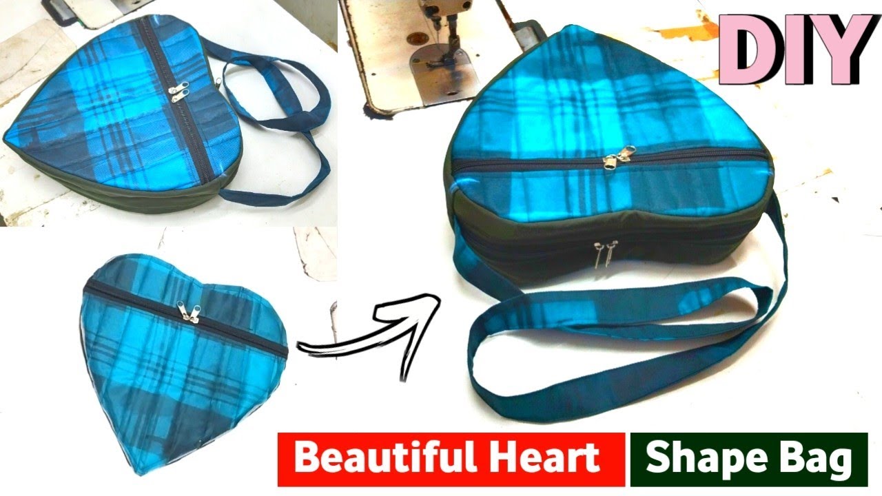 ♥️ Heart Shaped bag/ केवल 10 मिनट में बनाएं/Diy zipper handbag  cutting and stitching/Shopping bag🔥🔥