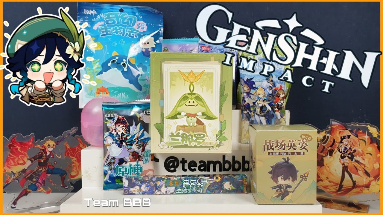 UNBOXING GENSHIN IMPACT MERCH! Aranara Blind Box Fontaine Blind bag mini figures trading cards