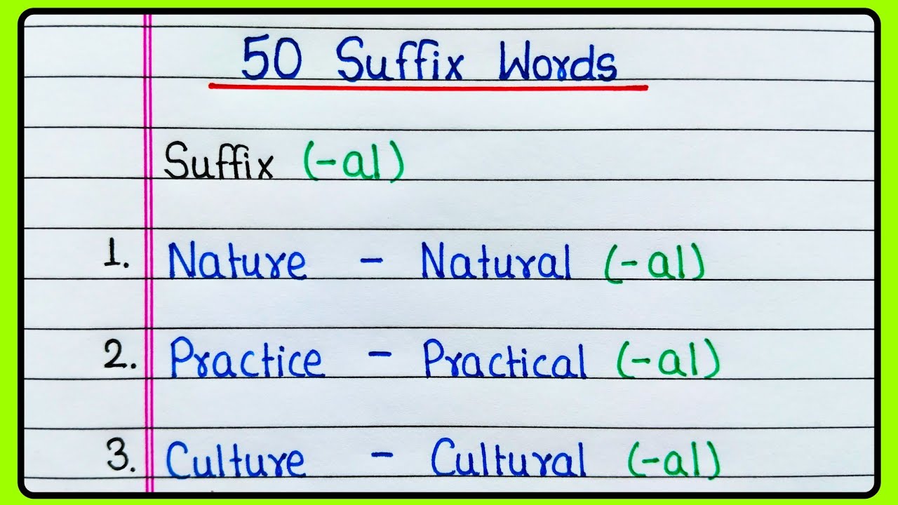 50 Suffix words in English | Suffixes | Suffix words | Suffix words 50 | English Grammar