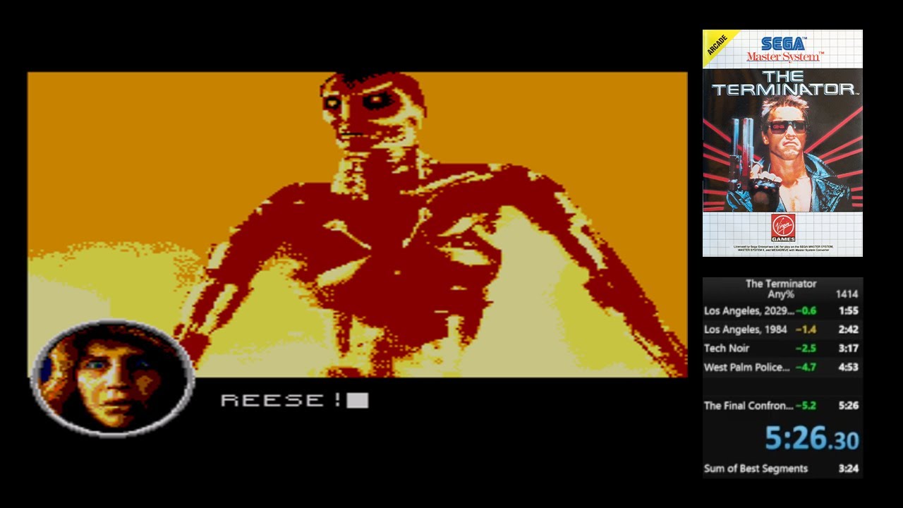 The Terminator Any% World Record Speedrun in 5:26.30 - Sega Master System