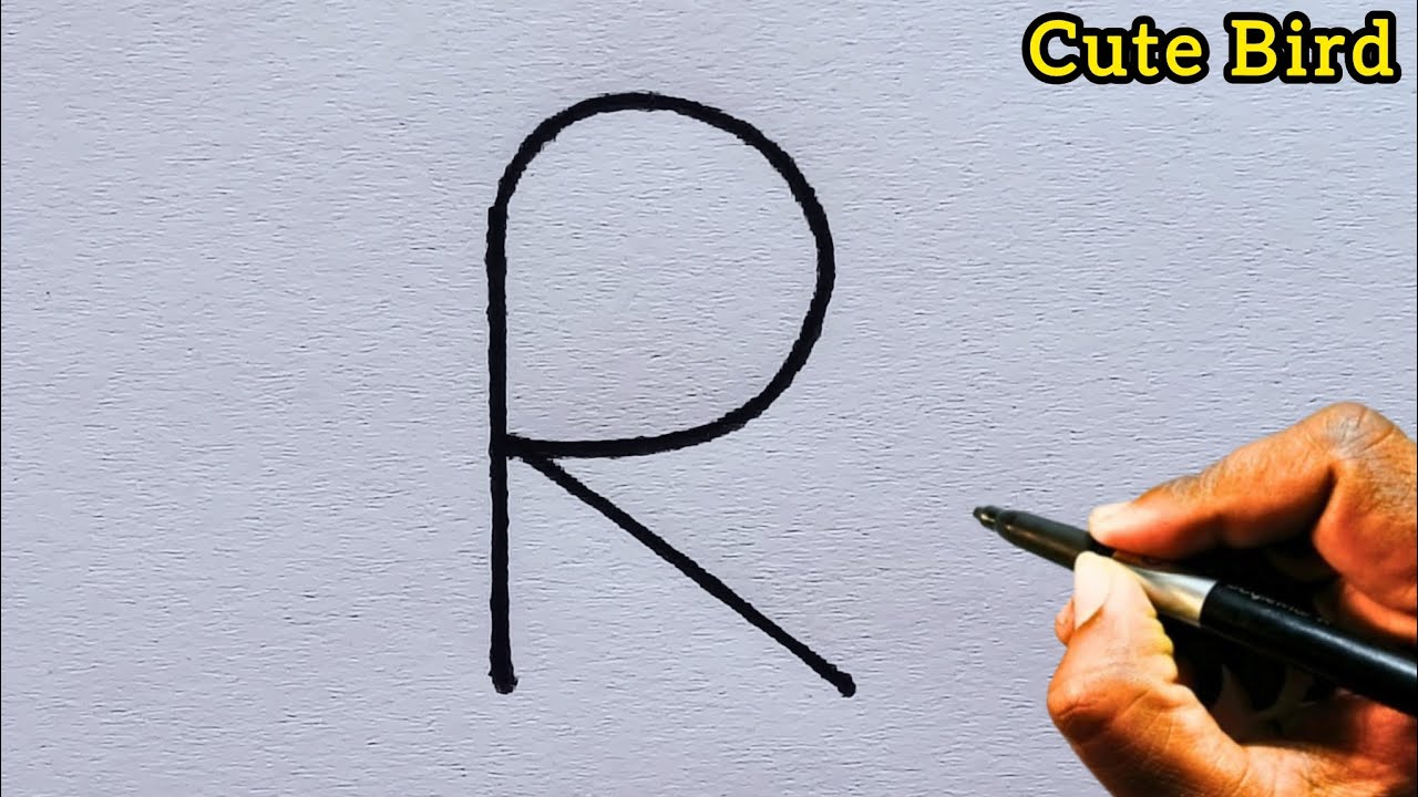 How to draw a cute Bird from letter R | Easy and step by step Bird drawing for beginners 