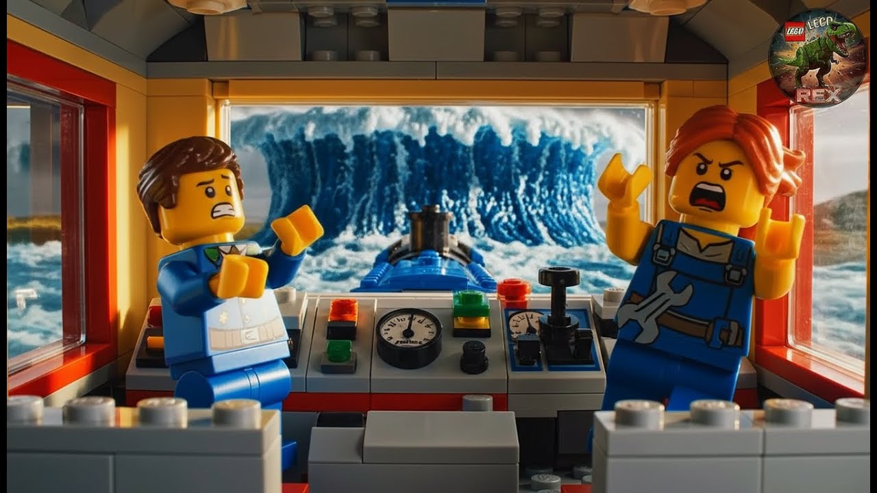 🚨 LEGO Train Caught in a Tsunami — Tracks Vanish Under Rising Water #legotrain #tsunami #lego #train