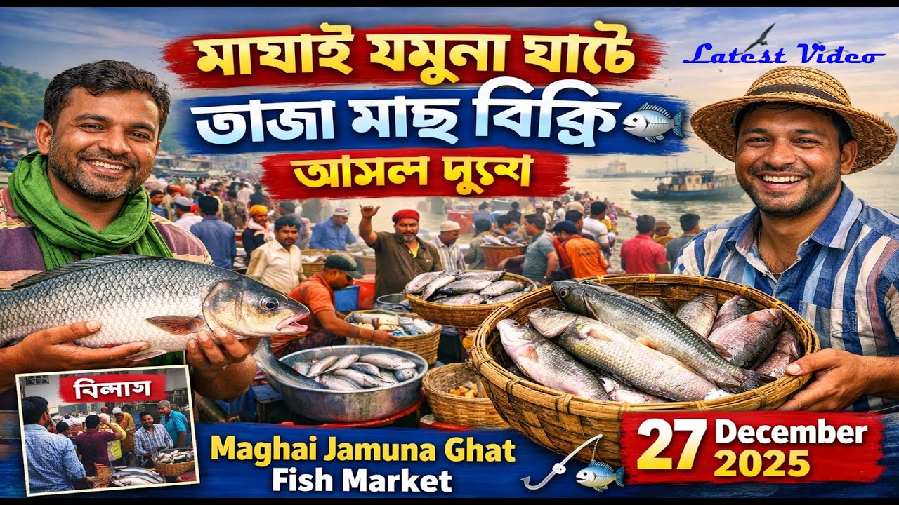 মেঘাই যমুনা ঘাটে তাজা মাছ বিক্রির আসল দৃশ্য 🐟 | Maghai Jamuna Ghat Fish Market | 27 December 2026