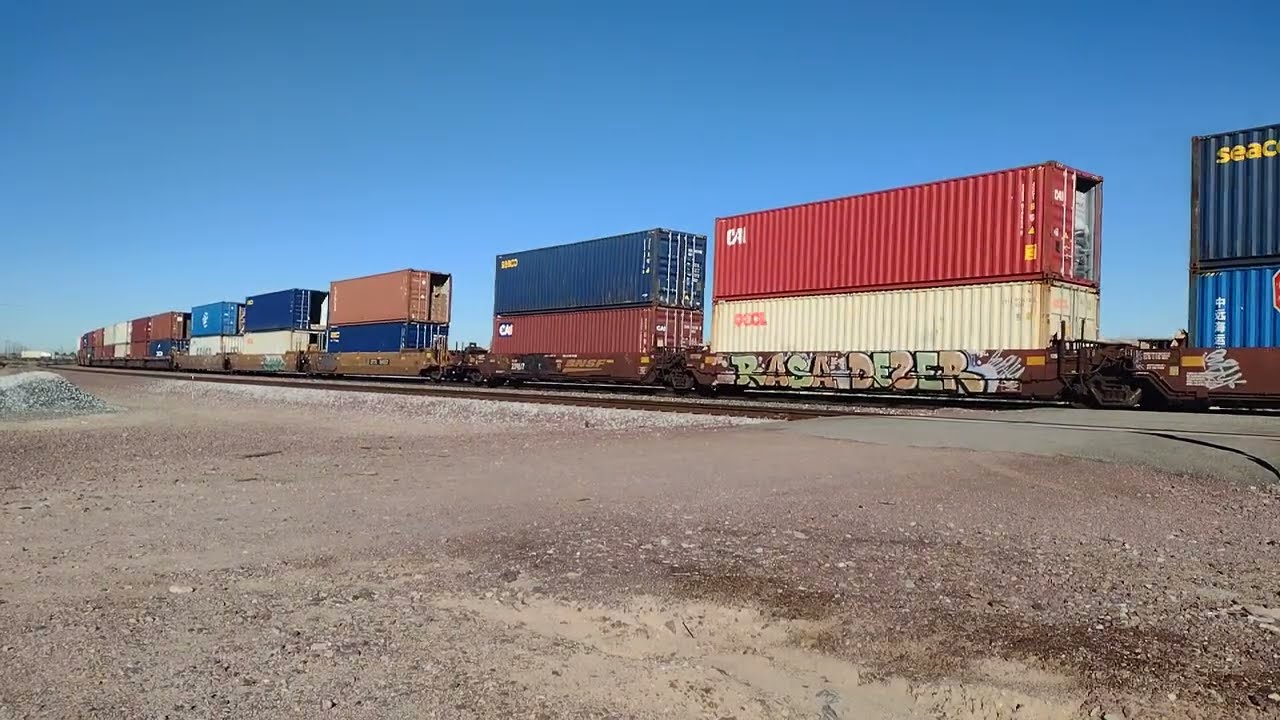 Monster EB BNSF Port Stack Train At Nebo CA! #bigbossrailfanner