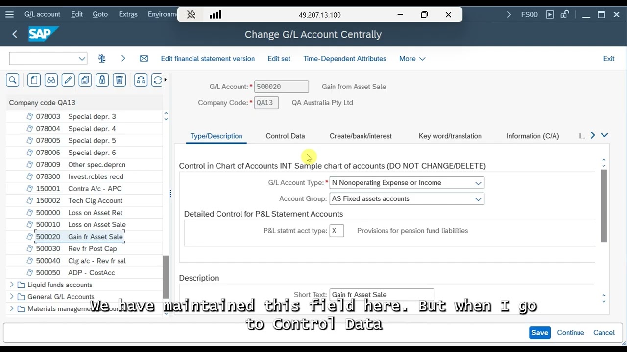 SAP11 - GL Account (FS00)