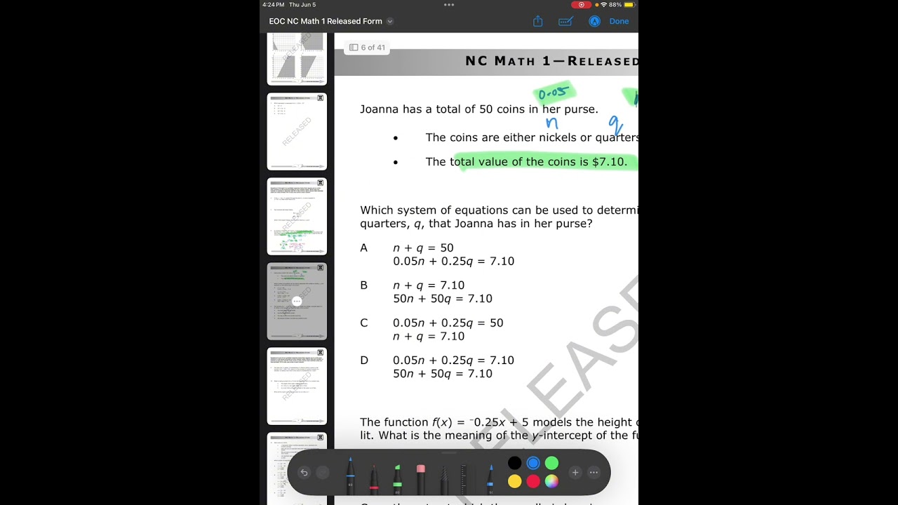 NC math 1 EOC review tutorial