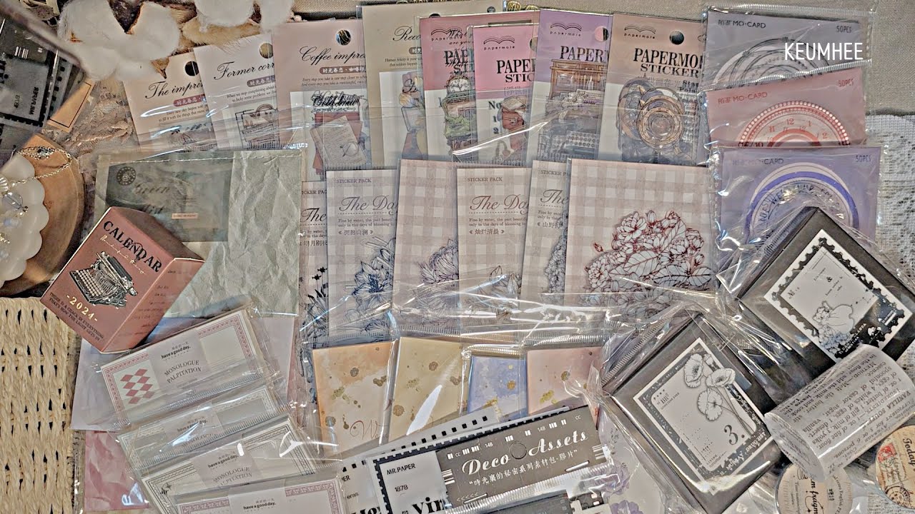 TAOBAO new stationery haul | #Scrapbooking | コラージュ購入品 | ASMR | 빈티지 다꾸 하울 직구