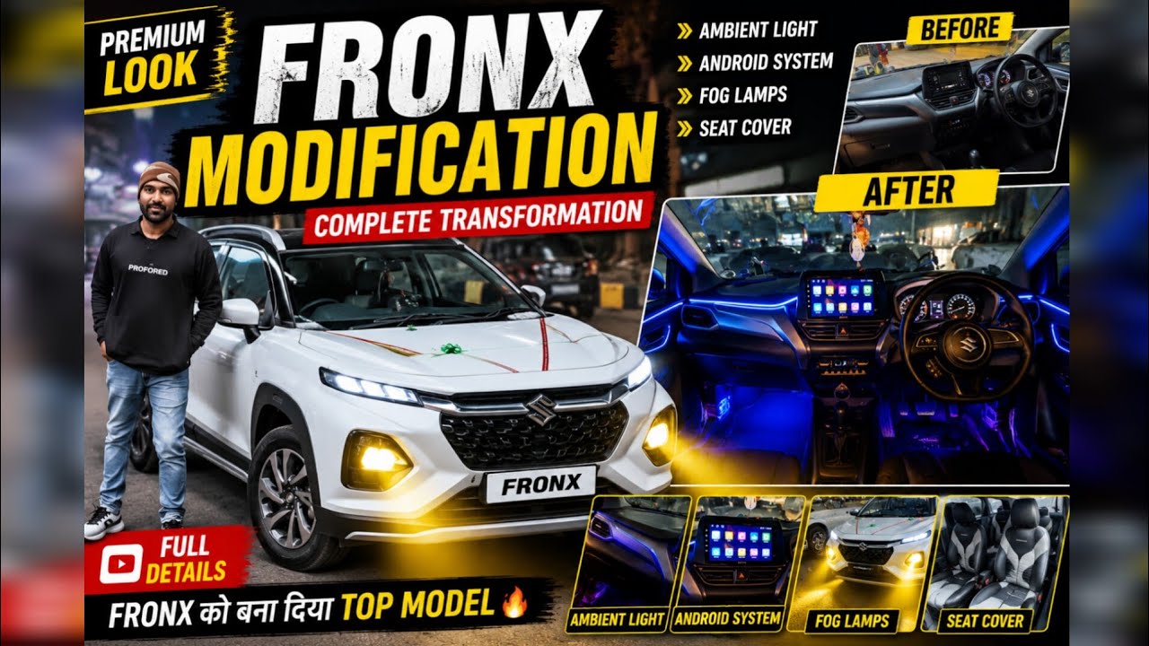 FRONX  MODIFYING कर दी। ANDROID SPEAKER 🔇 STARING MOUNT BASE TO TOP🔥| DISHA CAR GALLERY |BASE CHIP 😉