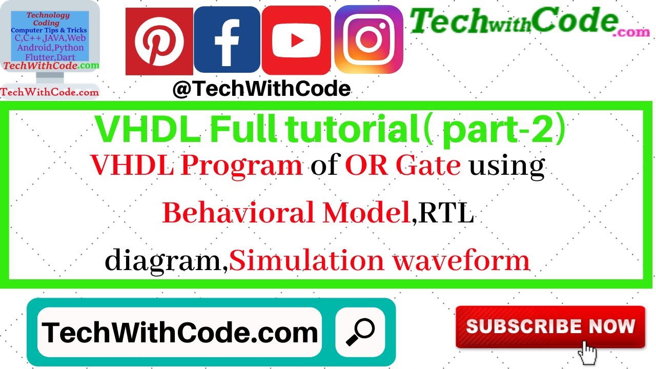 VHDL Program of OR Gate using Behavioral Model,RTL diagram,Simulation waveform|TechWithCode.com(TWC)