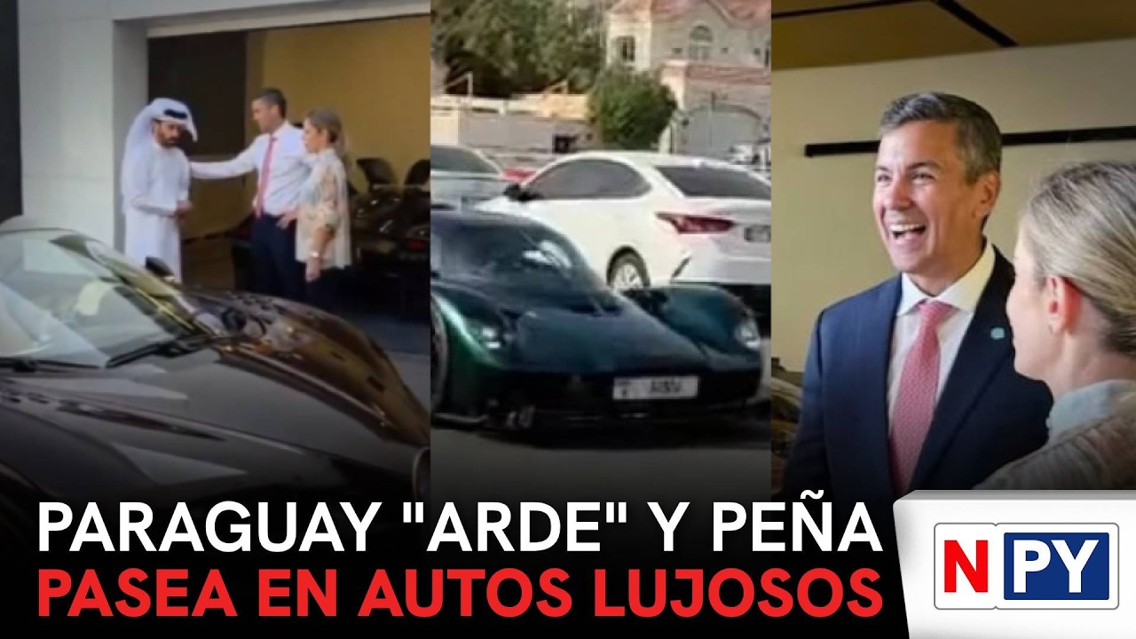 Santiago Peña prueba lujosos autos en Dubái, Emiratos Árabes Unidos.