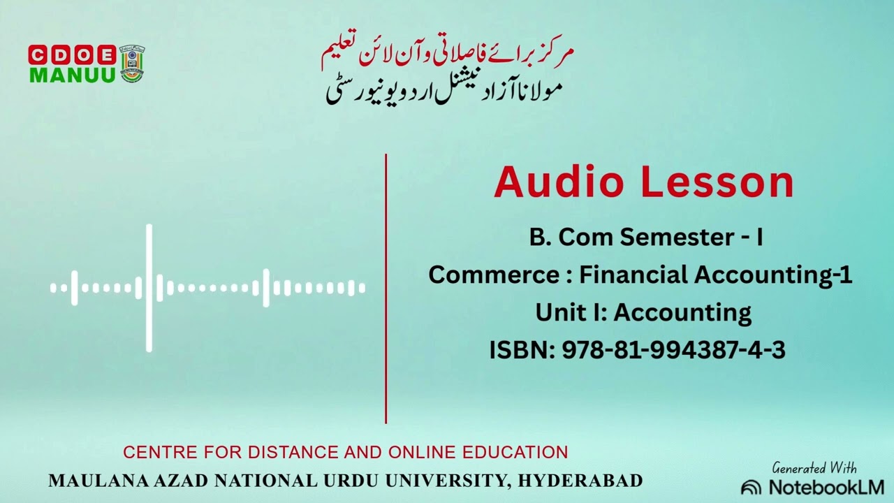 Unit 01, B.Com : Financial Accounting-1