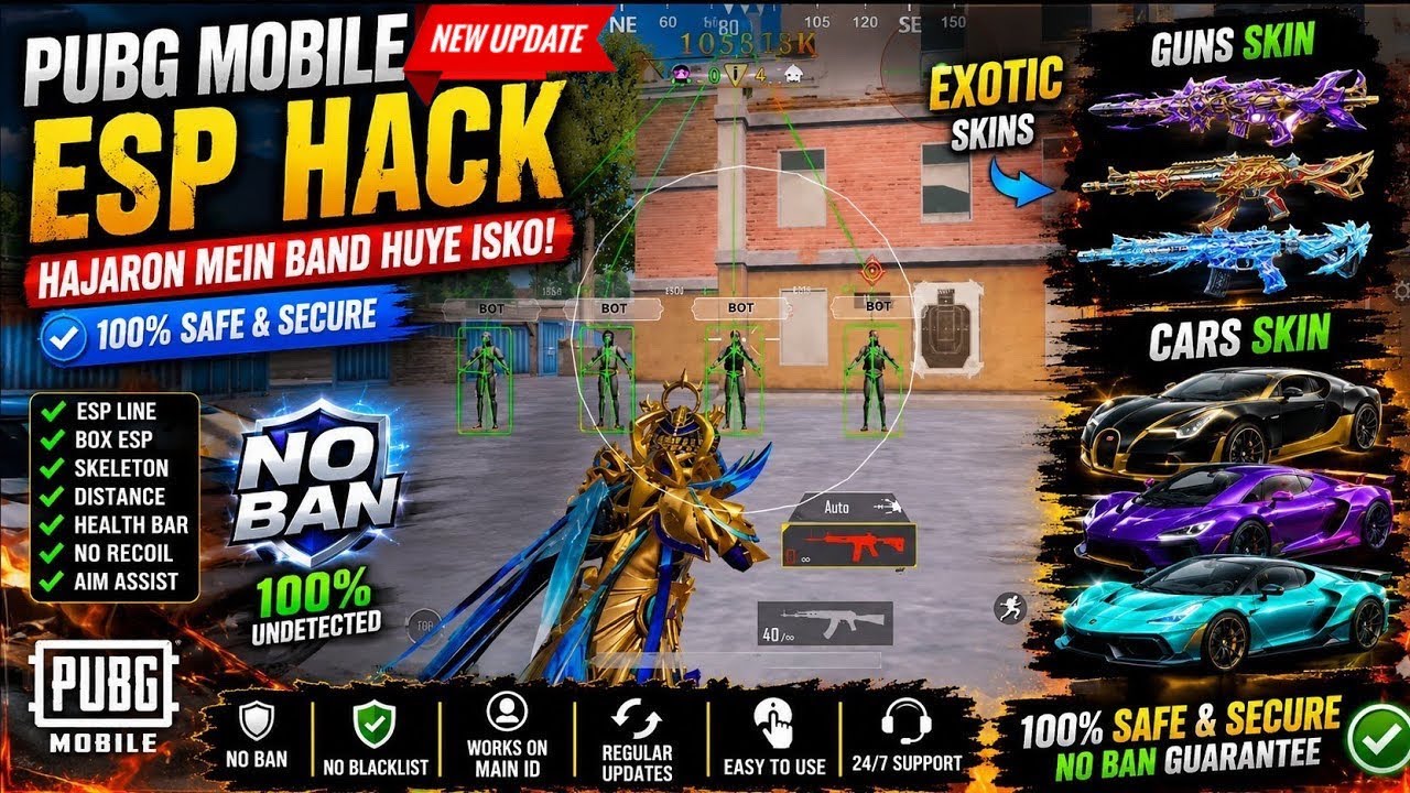 Pubg Mobile hack 4.5 ( New 4.5 Version Inbuilt Esp Mod ) | Pubg Mobile Gl + Kr Hack | Pubg 4.5 Hack
