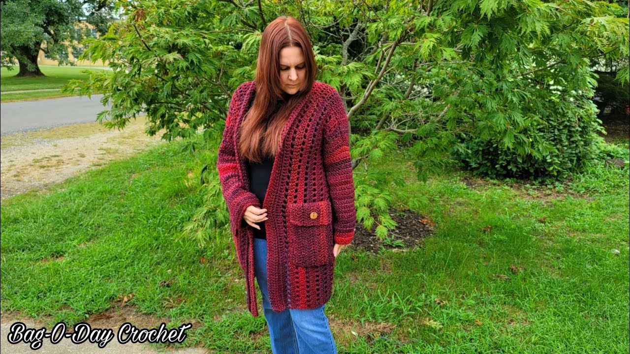 Easy Crochet Cardigan With Pockets / Bag O Day Crochet Tutorial