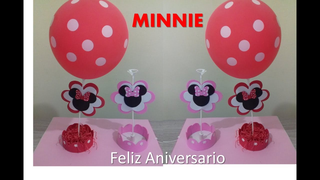 como fazer centro de mesa Minnie