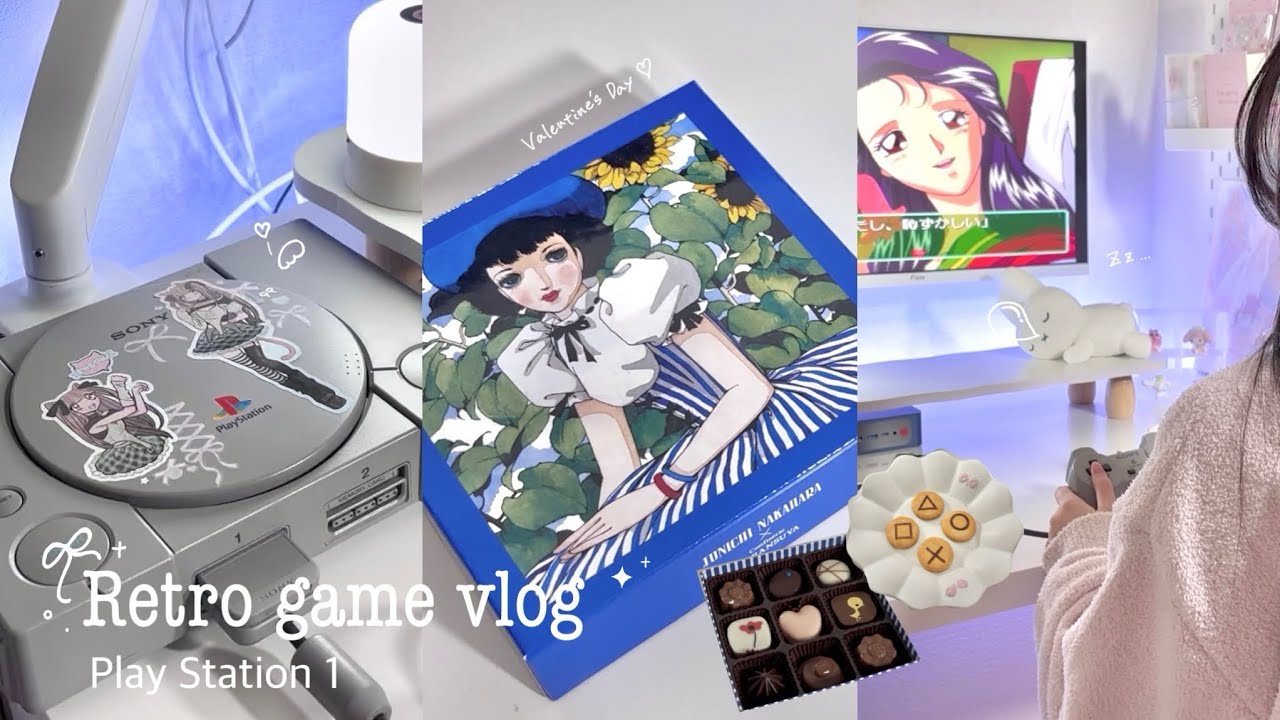 【ゲームvlog】令和にPS1のレトロギャルゲーで遊ぶ🌙｜プレステミニチュアチャーム開封