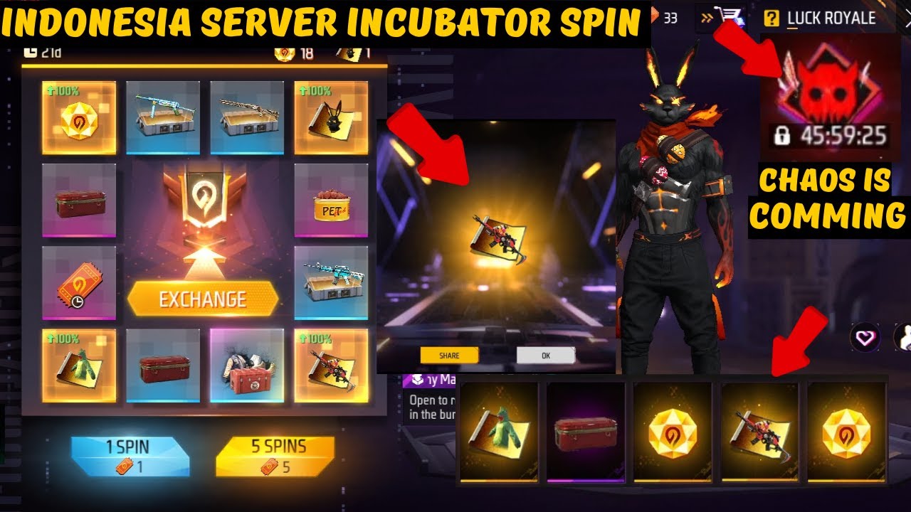 Indonesia Server 3 In 1 Incubator Spin & Chaos Is Coming 🔥 ff indonesia server new event 🎯