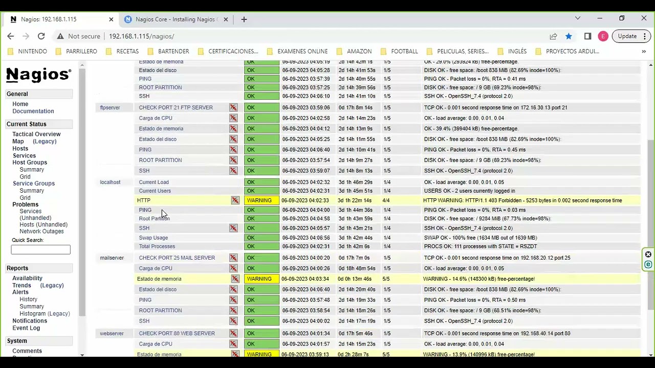 Proyecto Monitoreo de Dispositivos y Servicios de Red Utilizando Nagios
