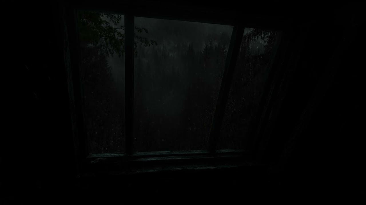 Forest Cabin Night with Rain on the Window 🌲🌧️ Dark Calm Ambience for Sleep and Focus