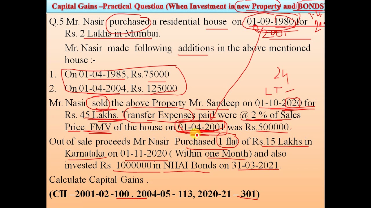 Capital Gains  - Practical Question  - When Investment in Both New Property and Bonds