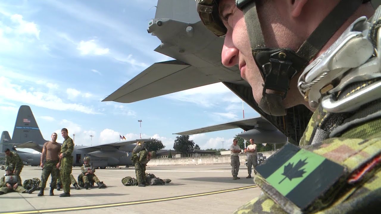 U.S. & Canadian Army Paratroopers C-130H Air Drop Operation