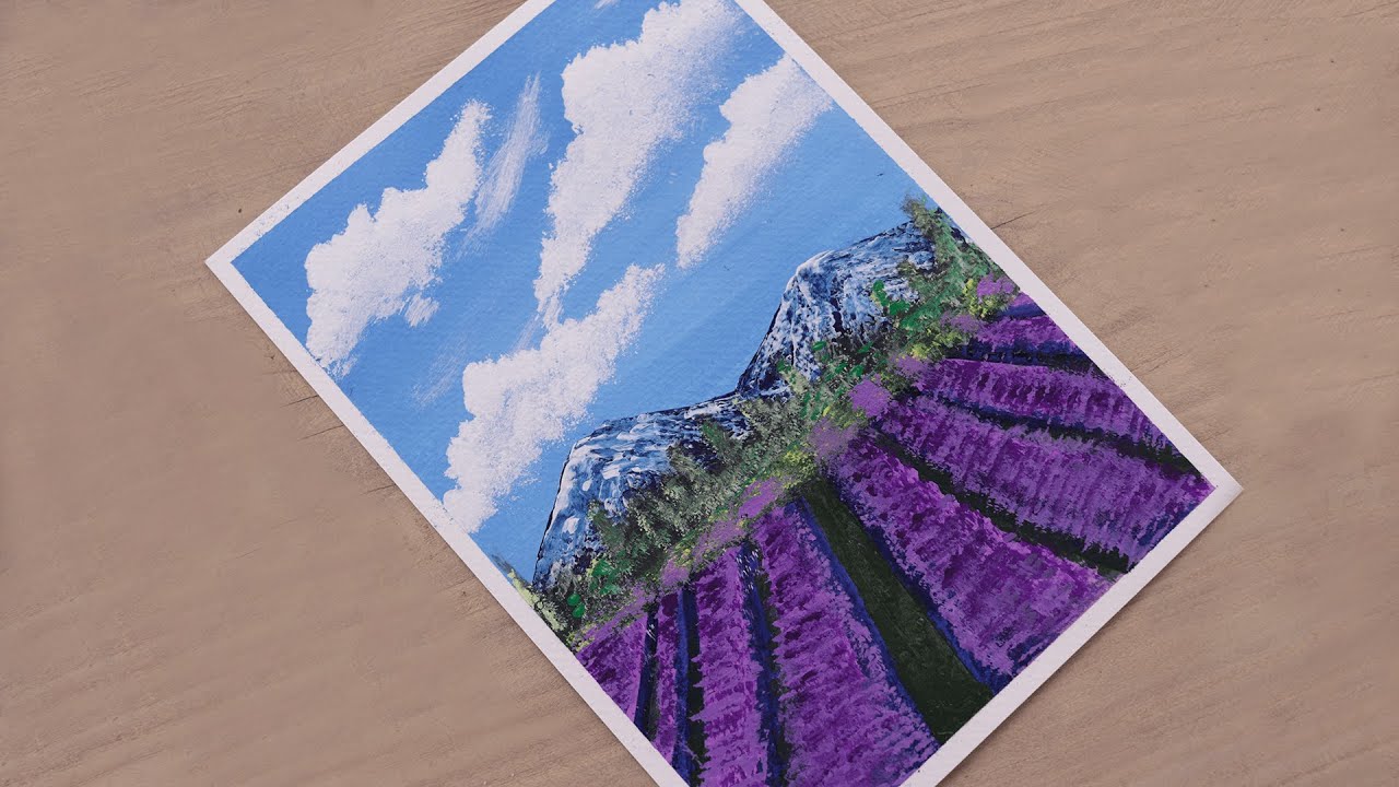 Lavender Field Acrylic Painting For Beginners | Lavender Field | Acrylic Painting Tutorial